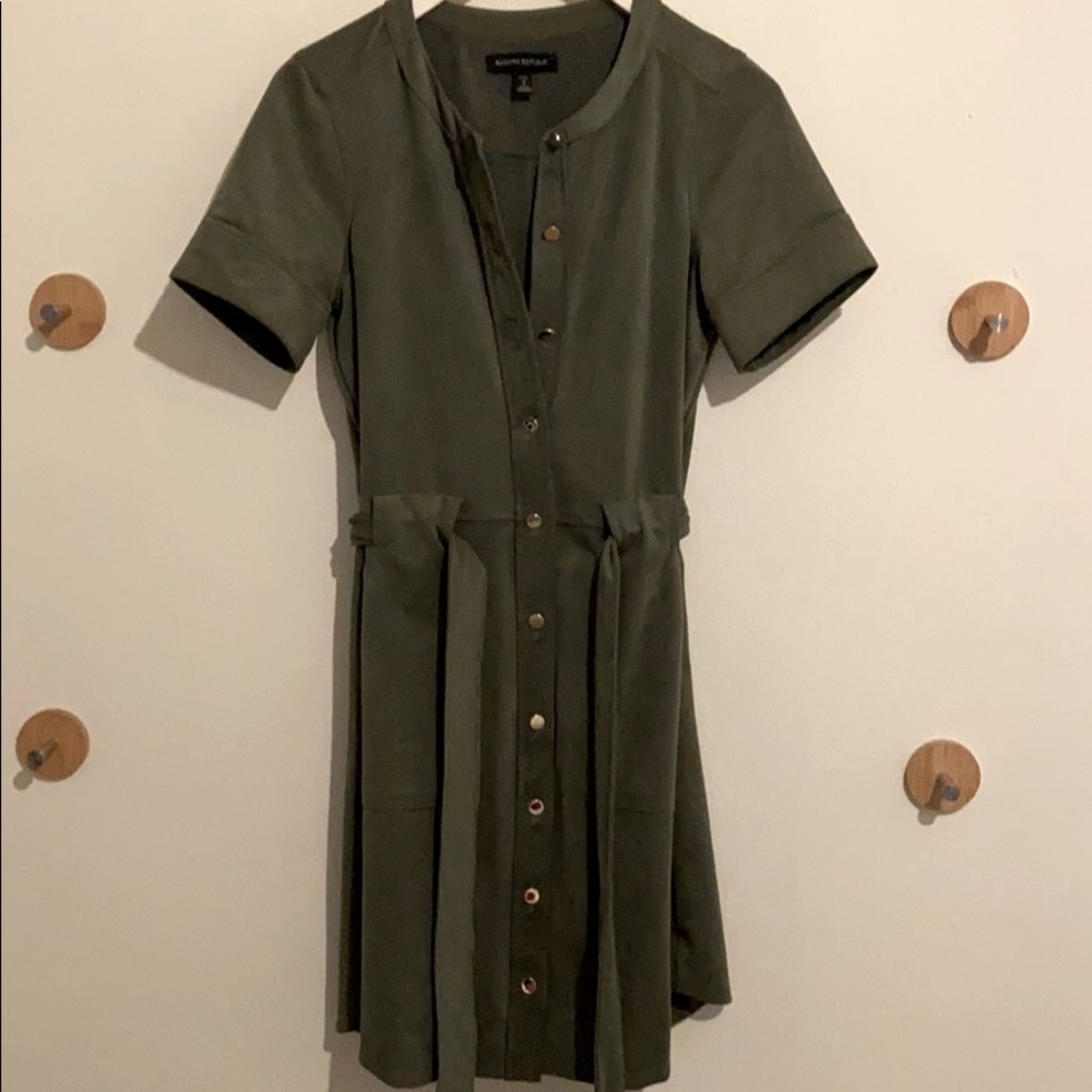 Banana Republic Army Green Suede Dress